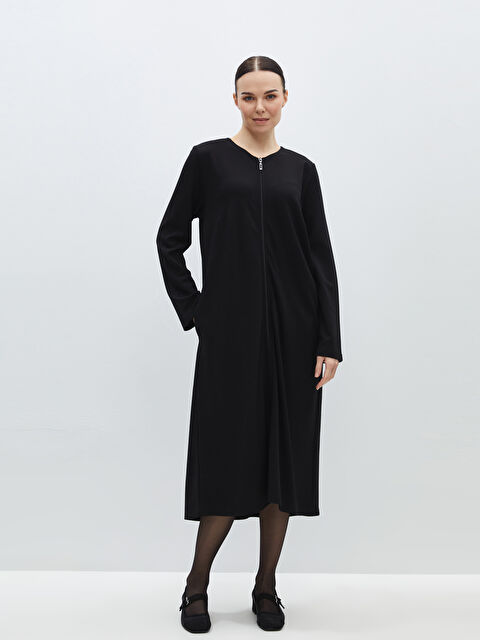 LCW Grace Bisiklet Yaka Düz Uzun Kollu Kadın Ferace - W3JY98Z8-CVL