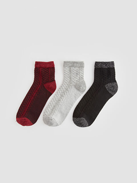 LCW DREAM Kendinden Desenli Kadın Soket Çorap 3'lü - W3K371Z8-LAL