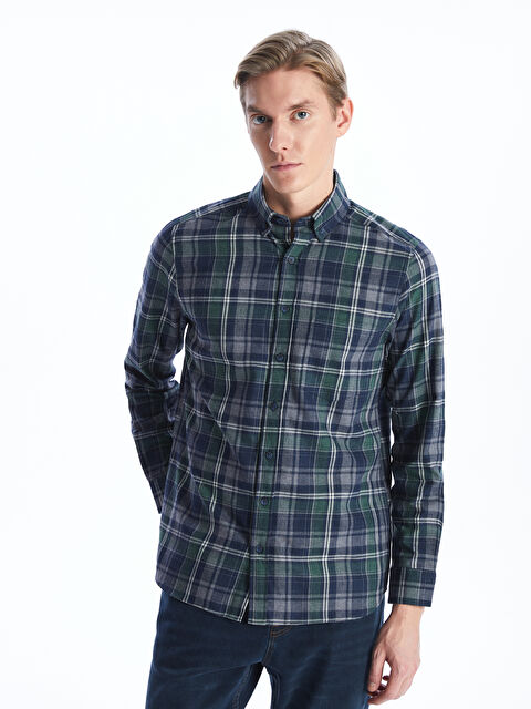 LCWAIKIKI Classic Regular Fit Uzun Kollu Ekose Gabardin Erkek Gömlek - W3K372Z8-LME