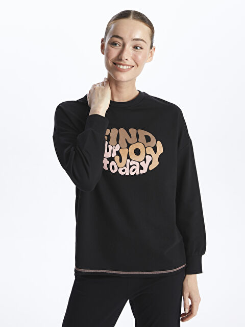 LCW DREAM Bisiklet Yaka Baskılı Kadın Pijama Üst - W3K468Z8-CVL