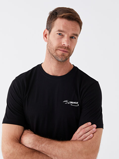 LCWAIKIKI Classic Bisiklet Yaka Kısa Kollu Atatürk İmzası Baskılı Erkek Tişört - W3K578Z8-CVL