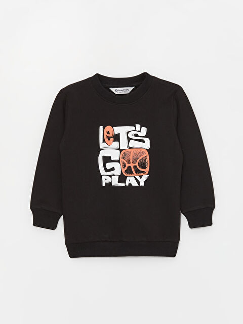 Luggi Baby Bisiklet Yaka Baskılı Erkek Bebek Sweatshirt - W3K609Z1-HEG