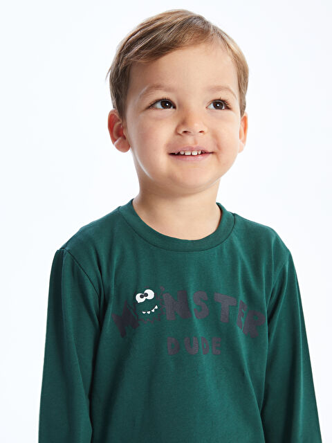 LCW baby Bisiklet Yaka Baskılı Uzun Kollu Erkek Bebek Tişört - W3K646Z1-MYU