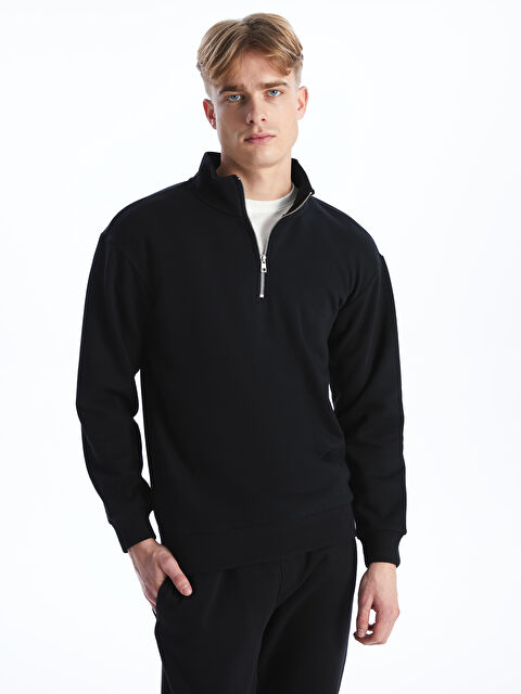 XSIDE Dik Yaka Uzun Kollu Erkek Kalın Sweatshirt - W3K670Z8-CVL