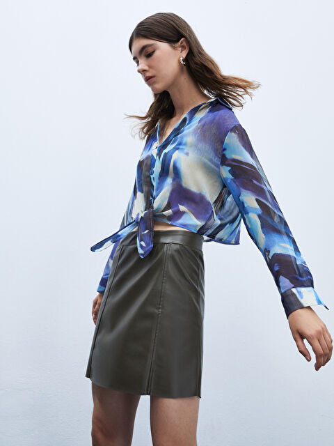 LIMITED Standart Fit Düz Deri Görünümlü Kadın Etek - W3KC49Z8-R1E