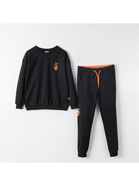 Mışıl Kids Bisiklet Yaka Uzun Kollu Erkek Çocuk Sweatshirt ve Eşofman Alt 2'li Takım - W3KD64Z4-HEG