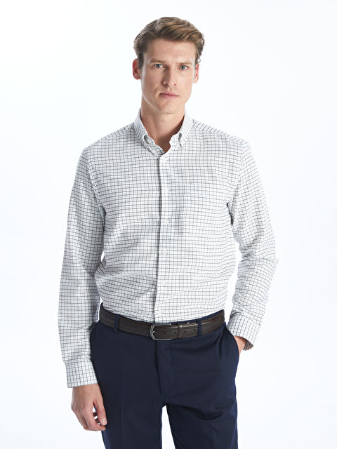 LCW BUSINESS Regular Fit Uzun Kollu Ekose Armürlü Erkek Gömlek - W3KK85Z8-LPT