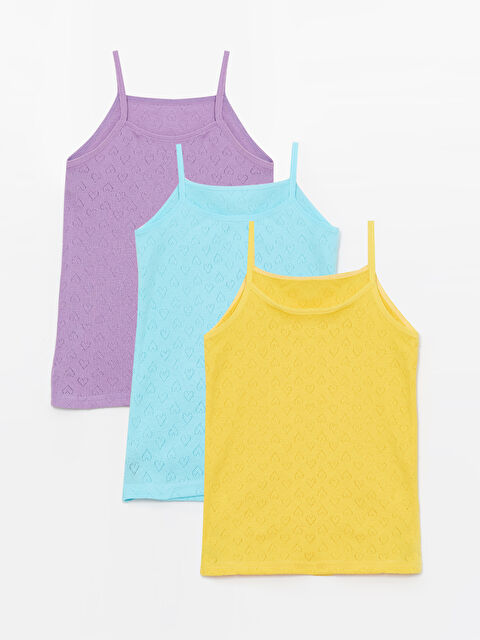 Güneş Kids Bisiklet Yaka Baskılı Kız Çocuk Atlet 3'lü - W3KO09Z4-QSD