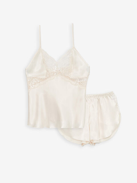 Path-y Saten Kadın Şortlu Pijama Takımı - W3KO20Z8-CV5