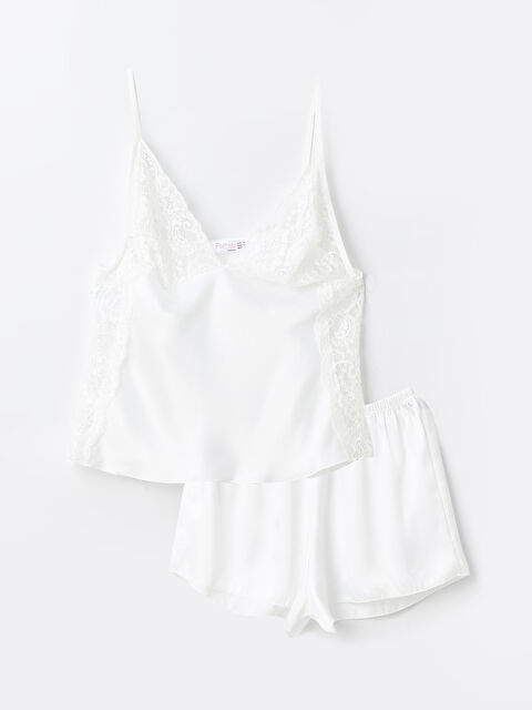 Path-y V Yaka Askılı Kadın Şortlu Pijama Takımı - W3KO25Z8-FDU