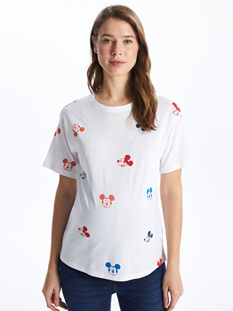 LCWAIKIKI Maternity تيشيرت حمل بطبعة ميكي ماوس برقبة دائرية وكم قصير - S40087Z8-E5X