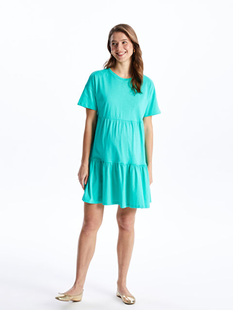 LCWAIKIKI Maternity Bisiklet Yaka Düz Kısa Kollu Hamile Elbise