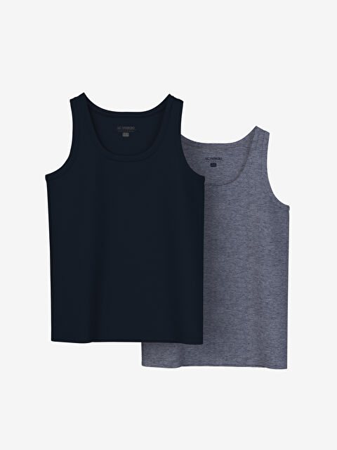 LCW Kids Bisiklet Yaka Basic Erkek Çocuk Atlet 2'li - S40138Z4-LGS