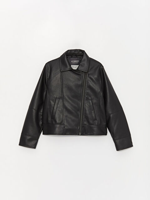 LCW Kids Deri Görünümlü Kız Çocuk Mont - S40154Z4-CVL