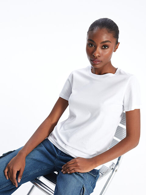 LCW Vision Crew Neck Plain Short Sleeve Women's T-Shirt - S40212Z8-Q6K