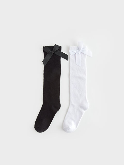 LCW Kids Fiyonk Detaylı Kız Çocuk Diz Altı Çorap 2'li - S40224Z4-J5E