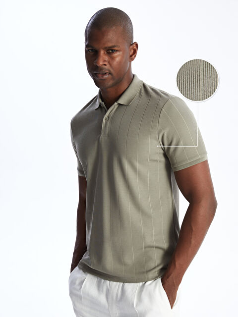 LCW Vision Polo Neck Short Sleeve Men's Textured T-Shirt - S40270Z8-PX2