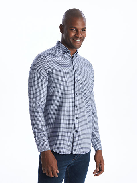 LCW BUSINESS Regular Fit Uzun Kollu Ekose Gabardin Erkek Gömlek