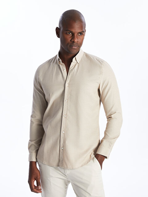 LCW Vision Slim Fit Long Sleeve Dobby Men's Shirt - S40347Z8-PSD