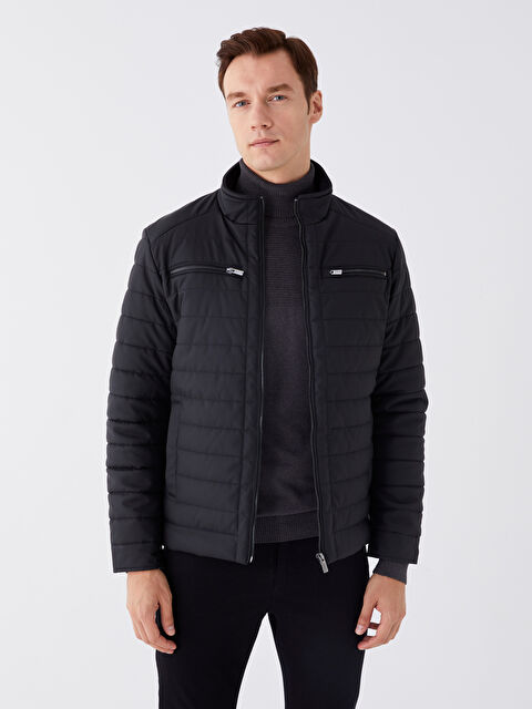 LCWAIKIKI Classic Standart Kalıp Dik Yaka Erkek Deri Görünümlü Mont - S40407Z8-CVL