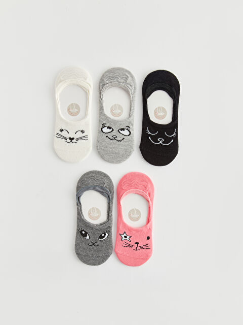 LCW Kids جوارب غير مرئية منقوشة للبنات - عبوة من 5 قطع - S40474Z4-EEW