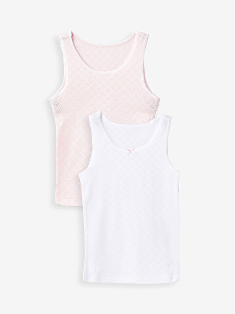 LCW Kids Bisiklet Yaka Kendinden Desenli Kız Çocuk Atlet 2'li - S40486Z4-Q6K