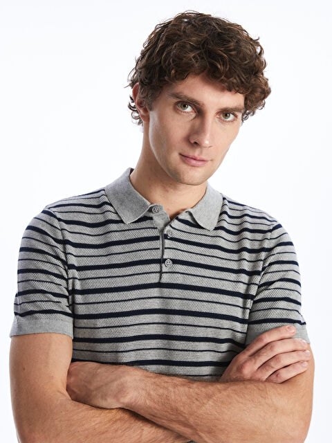 LCWAIKIKI Classic Polo Yaka Kısa Kollu Çizgili Erkek Triko Kazak - S40492Z8-LAK