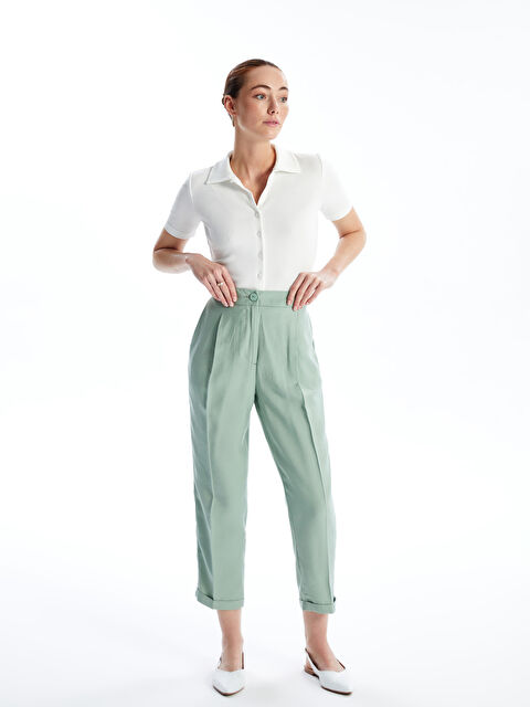 LCWAIKIKI Classic بنطلون نسائي بقصة جزر وخصر مطاطي - S40513Z8-GBZ