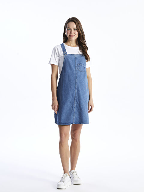 LCWAIKIKI Maternity Kare Yaka Düz Askılı Hamile Jean Salopet - S40562Z8-507