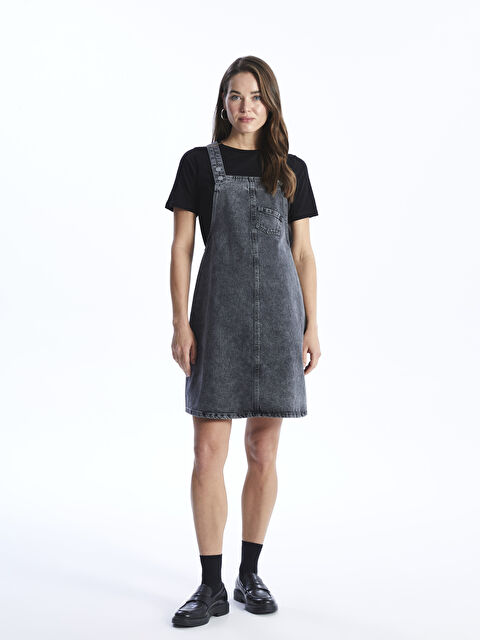 LCWAIKIKI Maternity Kare Yaka Düz Askılı Hamile Jean Salopet - S40562Z8-VZ8