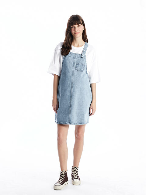 LCWAIKIKI Maternity Kare Yaka Düz Askılı Hamile Jean Salopet - S40562Z8-LR1