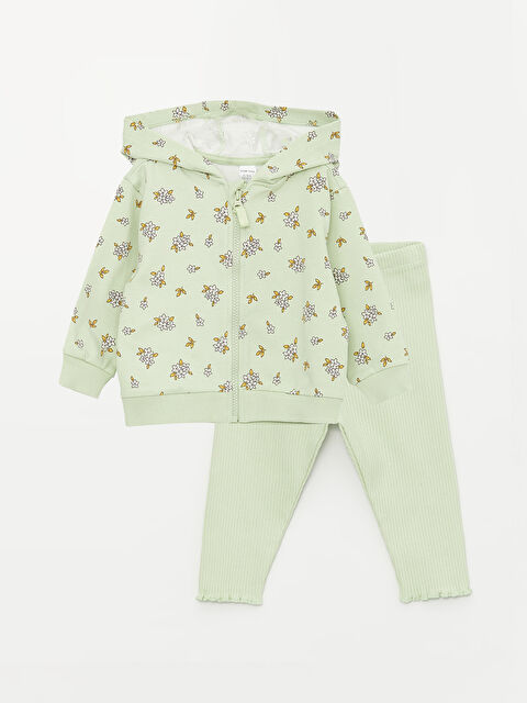 LCW baby Hooded Long Sleeve Baby Girls' Zippered Sweatshirt and Leggings 2 Pack Set - S40716Z1-LRR