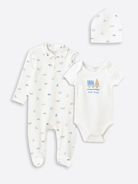 LCW baby سێتی نەخ چاپکراوی تازەدایکبوو بۆ کوڕان - هەسپیتال - ٣ دانە - S40734Z1-LRA