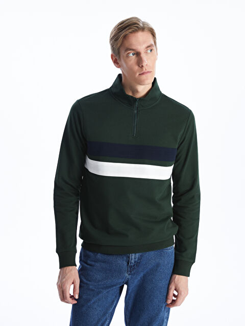 LCWAIKIKI Classic Dik Yaka Uzun Kollu Renk Bloklu Erkek Sweatshirt - S40748Z8-VJN