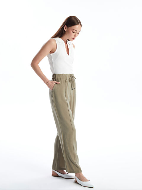 LCWAIKIKI Classic Elasticated Waist Plain Wide Leg Women's Trousers - S40770Z8-H8Z