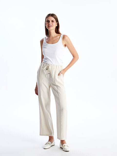 LCWAIKIKI Classic Elasticated Waist Plain Wide Leg Women's Trousers - S40770Z8-RQB