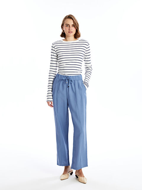 LCWAIKIKI Classic Beli Lastikli Düz Geniş Paça Kadın Pantolon - S40770Z8-YHT