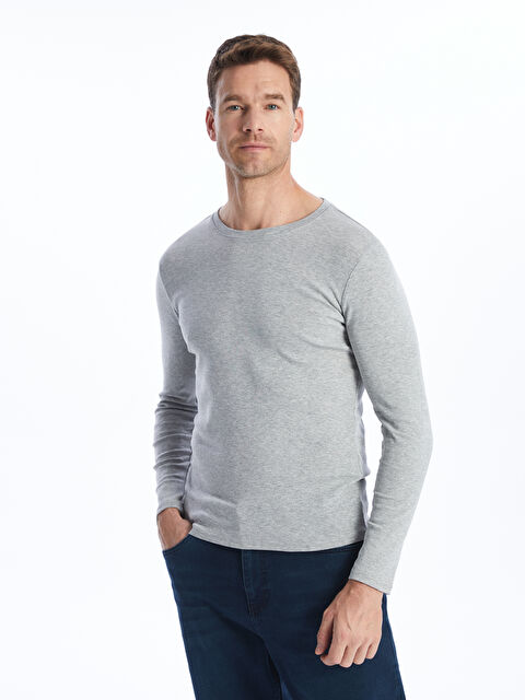 LCWAIKIKI Basic Bisiklet Yaka Uzun Kollu Erkek Tişört - S40779Z8-E3Z