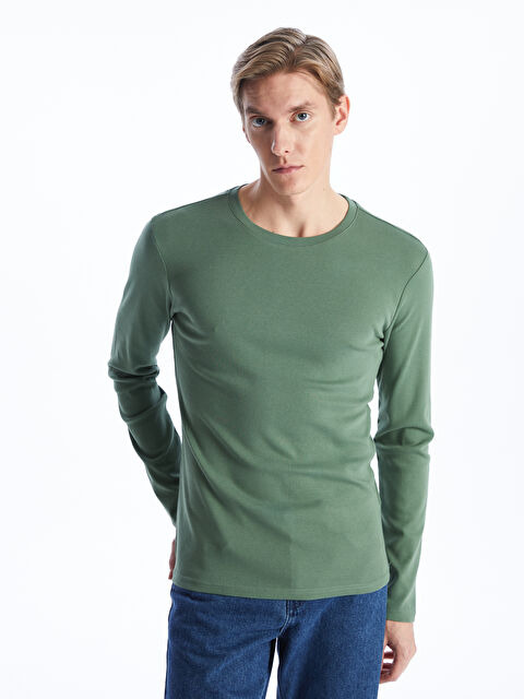 LCWAIKIKI Basic Bisiklet Yaka Uzun Kollu Erkek Tişört - S40779Z8-QA5