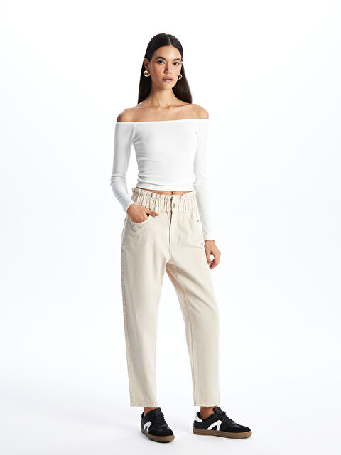 LCW Jeans Beli Lastikli Slouchy Fit Kadın Jean Pantolon - S40970Z8-CR8