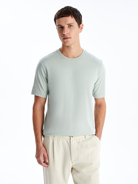 LCWAIKIKI Classic Bisiklet Yaka Penye Erkek Tişört - S41058Z8-FLL