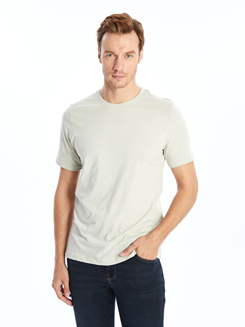 LCWAIKIKI Classic Bisiklet Yaka Penye Erkek Tişört - S41058Z8-G6F