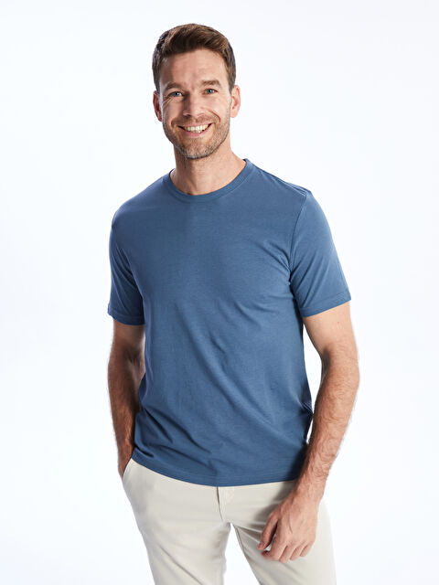 LCWAIKIKI Classic Bisiklet Yaka Penye Erkek Tişört - S41058Z8-VFY