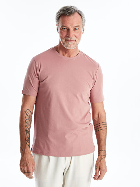 LCWAIKIKI Classic Bisiklet Yaka Penye Erkek Tişört - S41058Z8-VKU