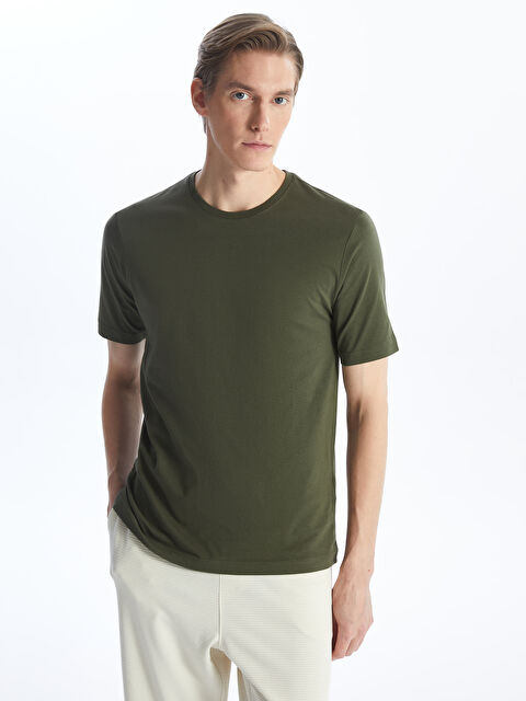 LCWAIKIKI Classic Bisiklet Yaka Penye Erkek Tişört - S41058Z8-VVN