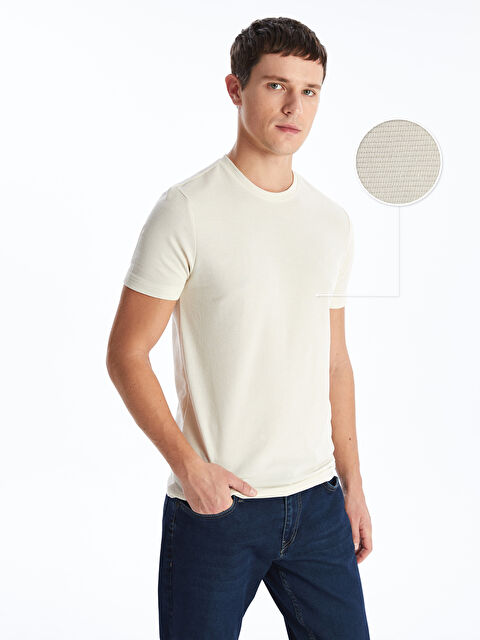 LCWAIKIKI Classic Bisiklet Yaka Kısa Kollu Erkek Dokulu Tişört - S41067Z8-SGT