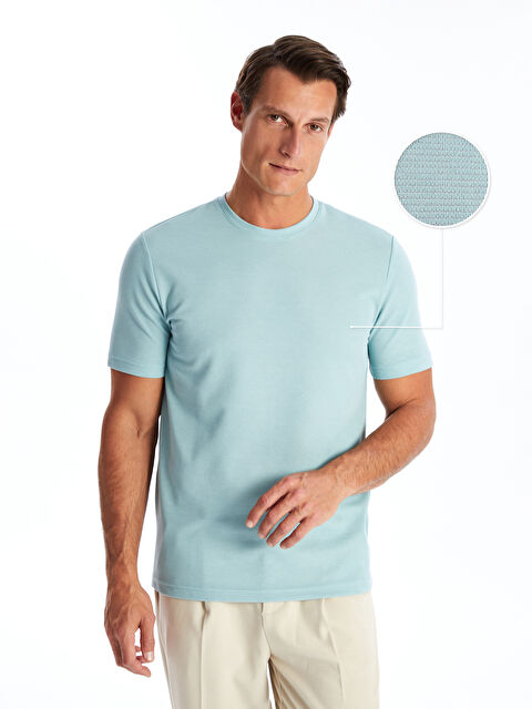 LCWAIKIKI Classic Bisiklet Yaka Kısa Kollu Erkek Dokulu Tişört - S41067Z8-YMK