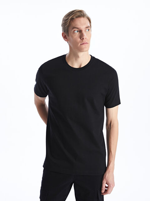 LCWAIKIKI Classic Bisiklet Yaka Penye Erkek Tişört - S41081Z8-CVL