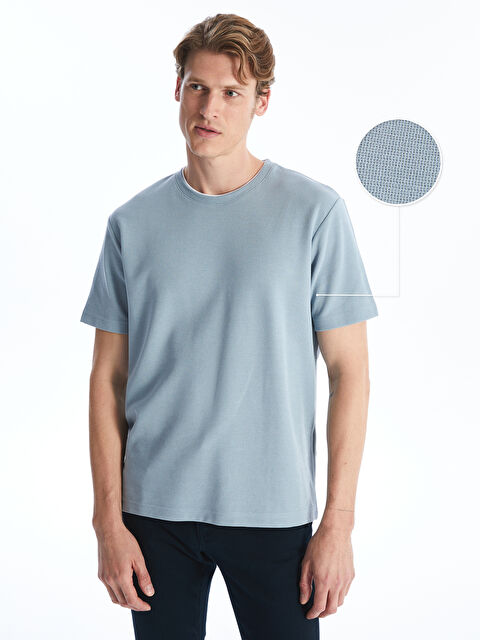 LCWAIKIKI Classic Текстурирана тениска с кръгло деколте и къс ръкав от пике за мъже