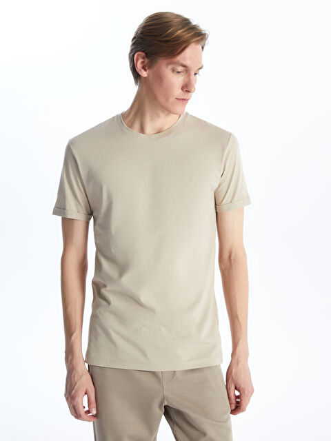 LCWAIKIKI Basic Bisiklet Yaka Penye Erkek Tişört - S41097Z8-GHA